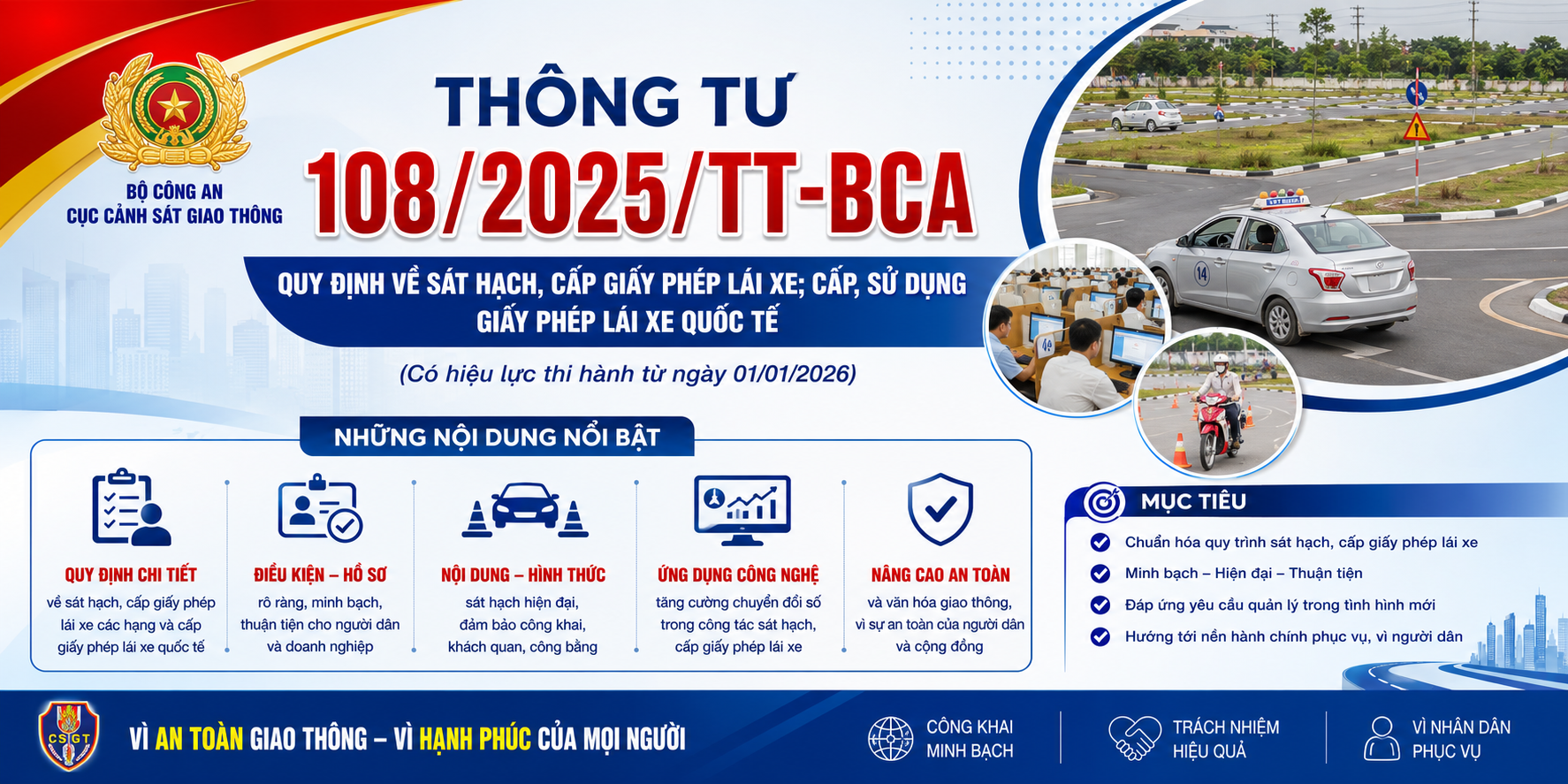 Thông tư số 108/2026/TT-BCA ngày 29/6/2026 Quy định về sát hạch, cấp giấy phép lái xe…