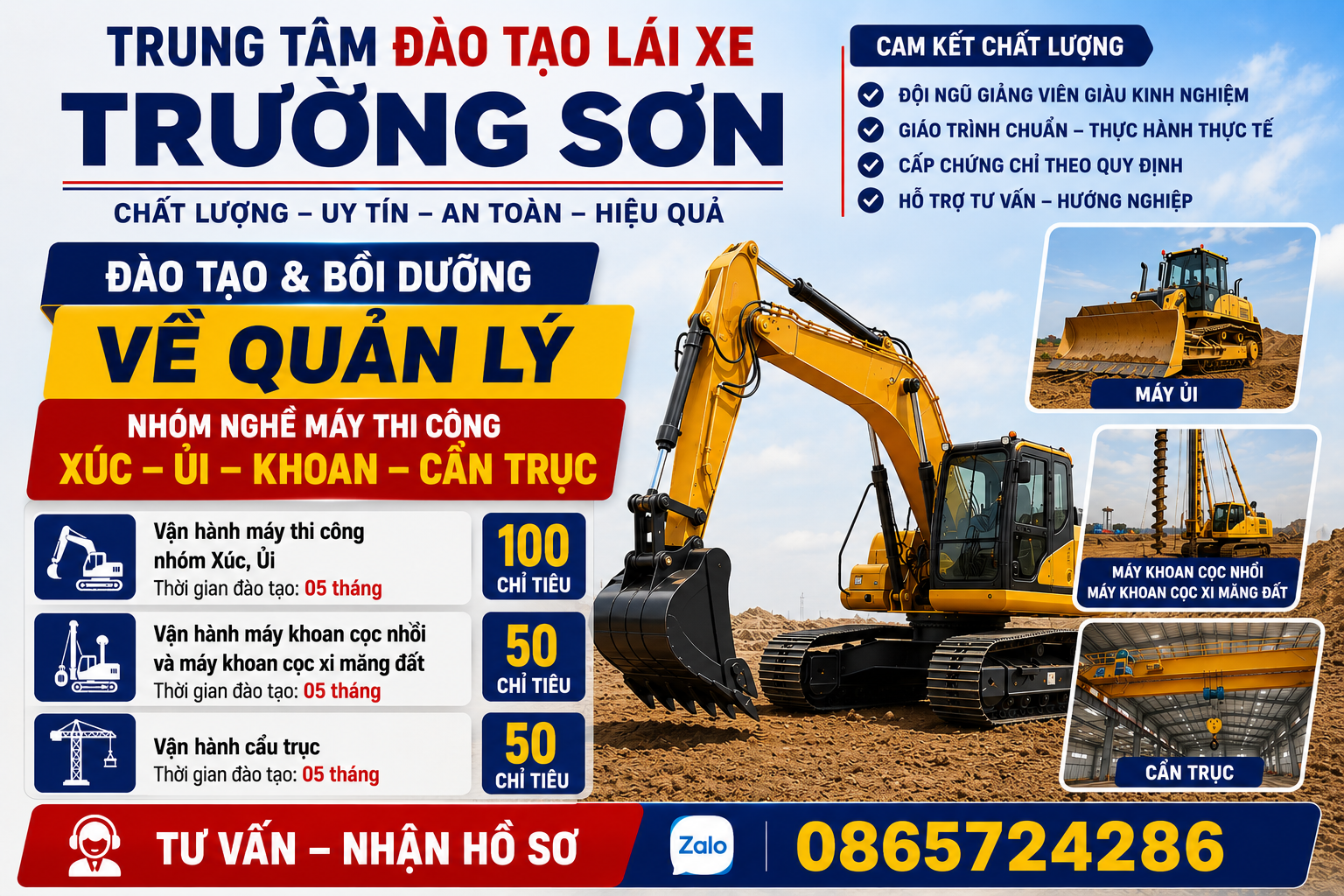 THÔNG BÁO TUYỂN DỤNG THỢ VẬN HÀNH MÁY THI CÔNG, CÔNG TRÌNH
